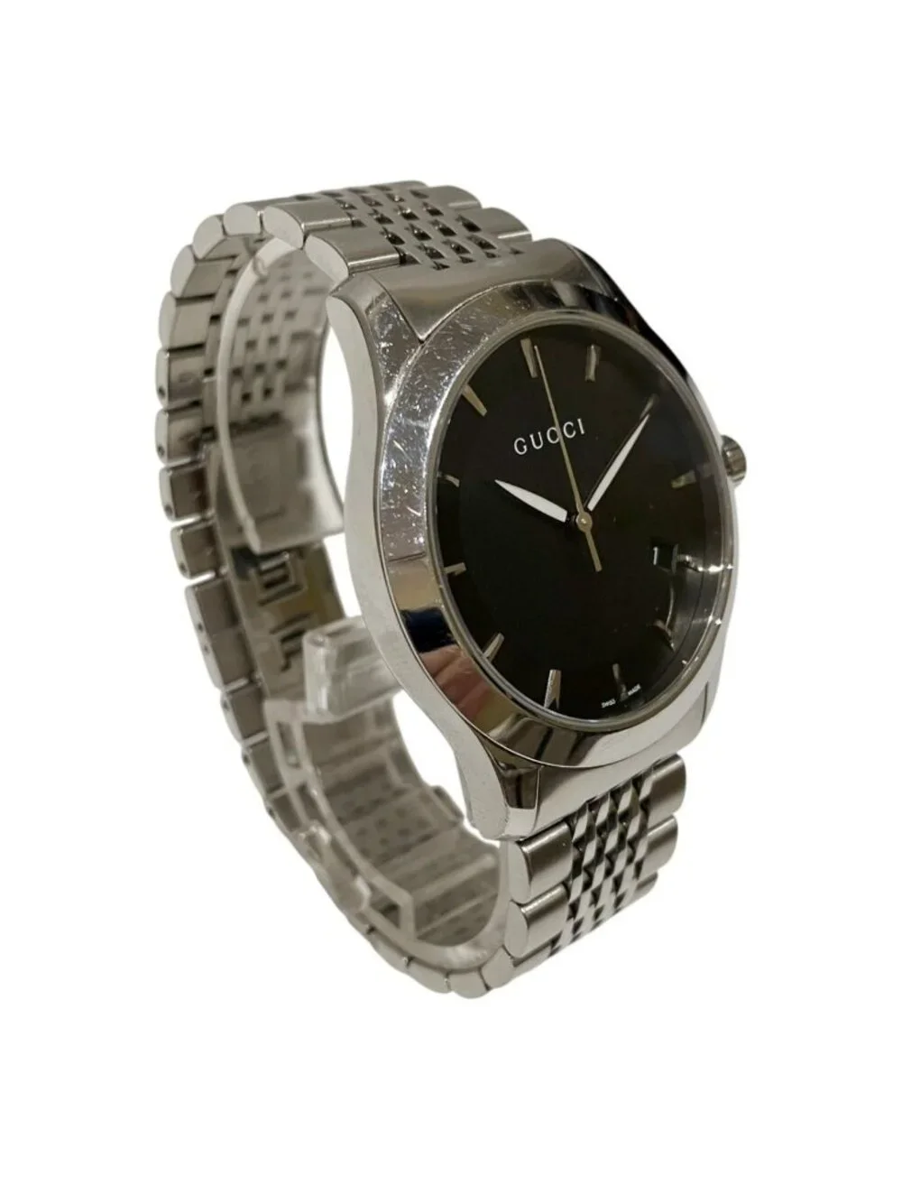 Gucci G-Timeless Watch SS Quartz Black Dial 126.4